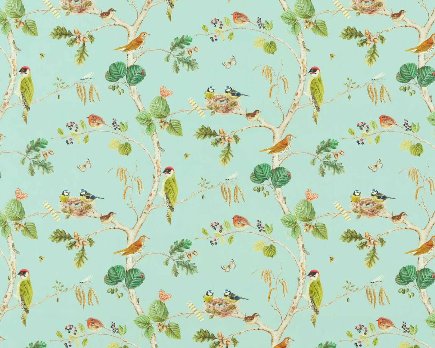 Sanderson Woodland Chorus Sky Blue/Multi