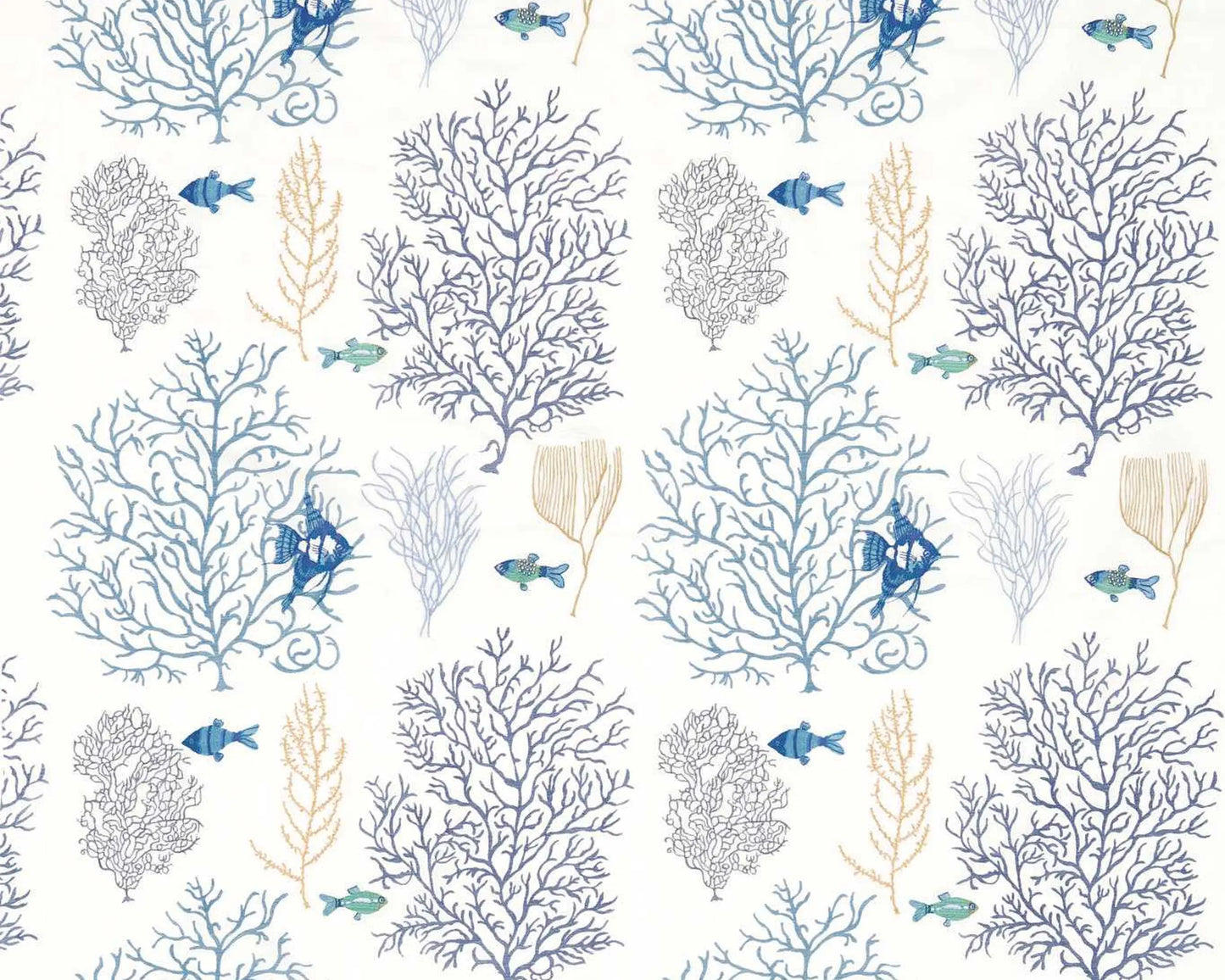 Sanderson Coral & Fish Embroidery Marine Blue