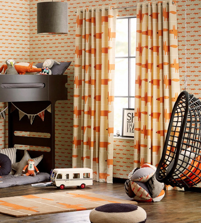 Scion Mr Fox Applique Tangerine / Linen