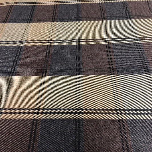 Checkered Curtain Fabric Brown