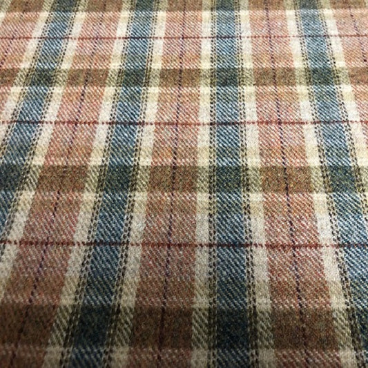 Checkered Wool Curtain Fabric Tan