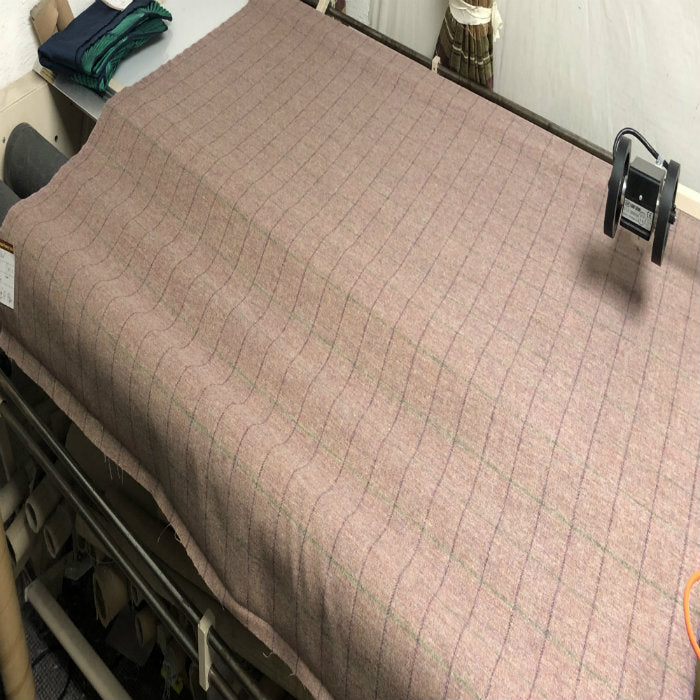 Checkered Wool Curtain Fabric Heather