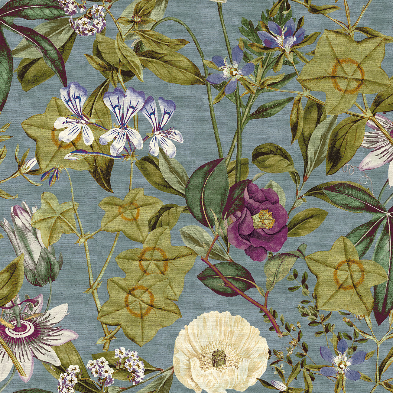 Clarke & Clarke Passiflora Slate/Amethyst Velvet