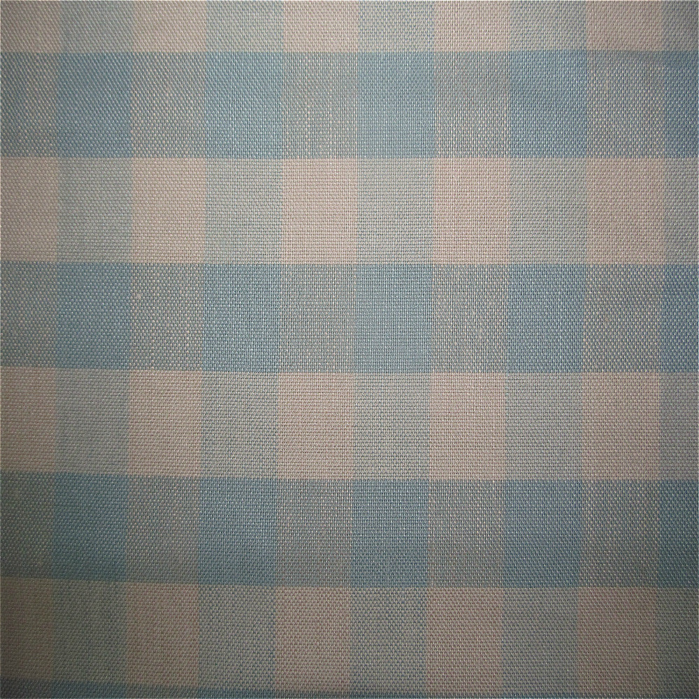 Checkered Linen Curtain Fabric Duckegg