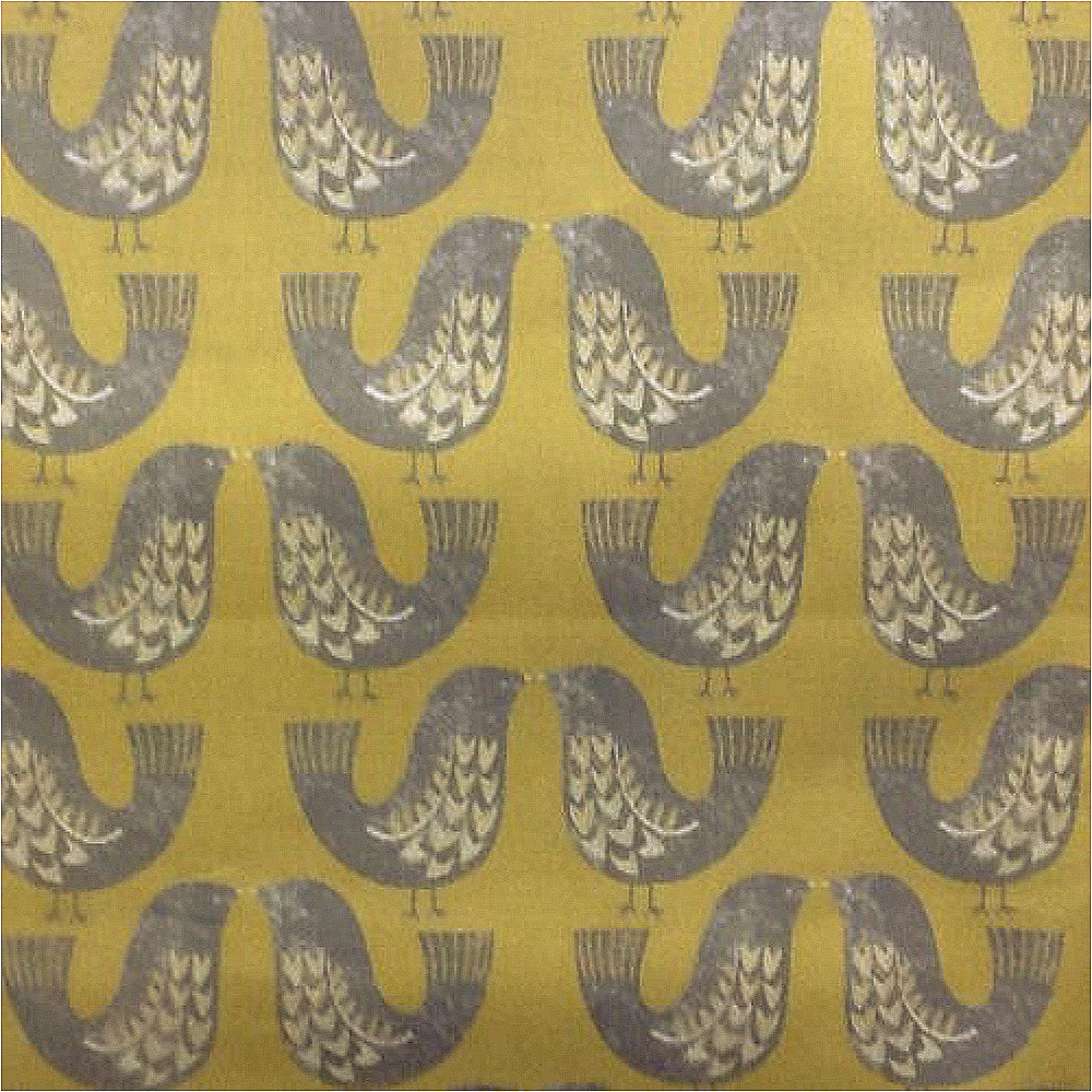 iLiv Scandinavian Birds Curtain Fabric Mustard