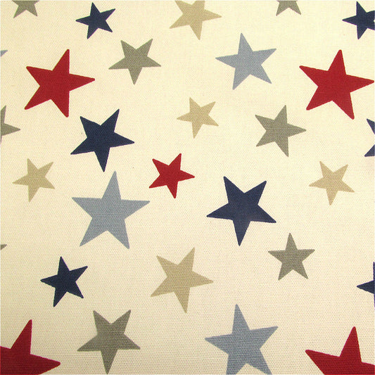 Funky Stars Curtain Fabric Navy Red
