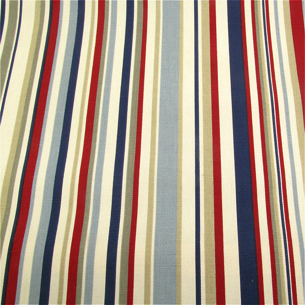Funky Stripes Curtain Fabric Navy Red