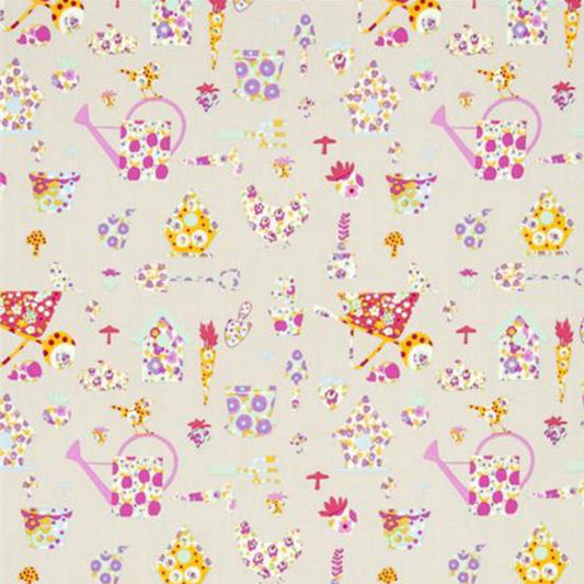 Allotment Curtain Fabric Pink