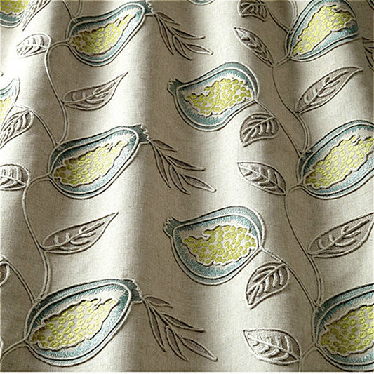 Iliv Fiori Embroidered Linen Celadon Curtain Fabric