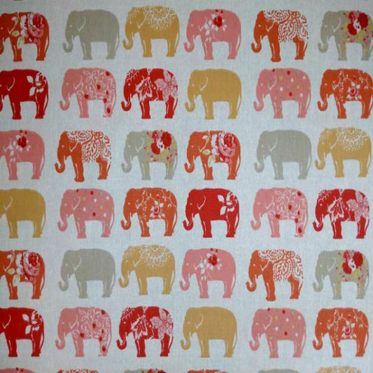 Clarke & Clarke Elephants Curtain Fabric Spice