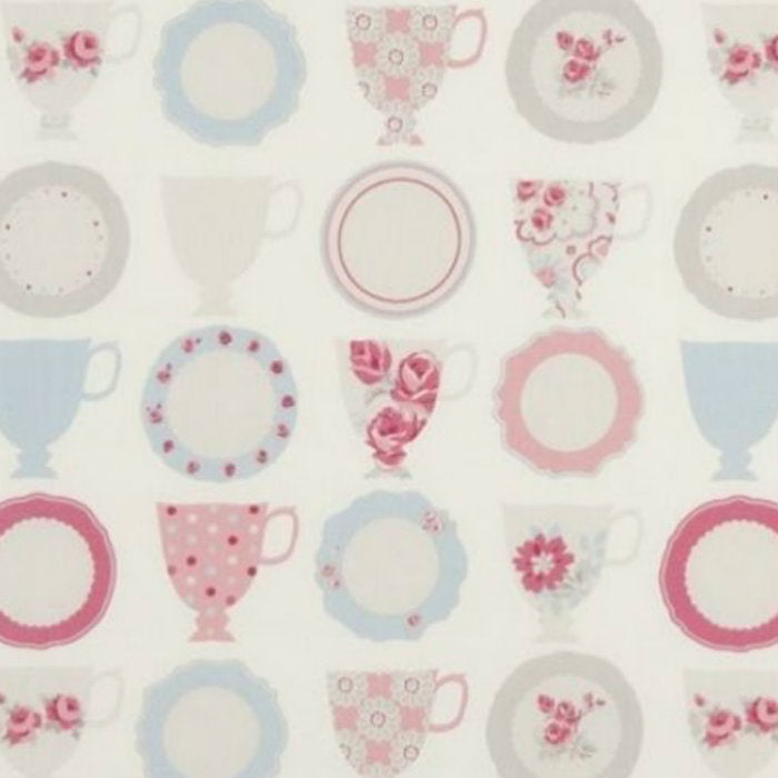 Clarke & Clarke Teacups Curtain Fabric Rose