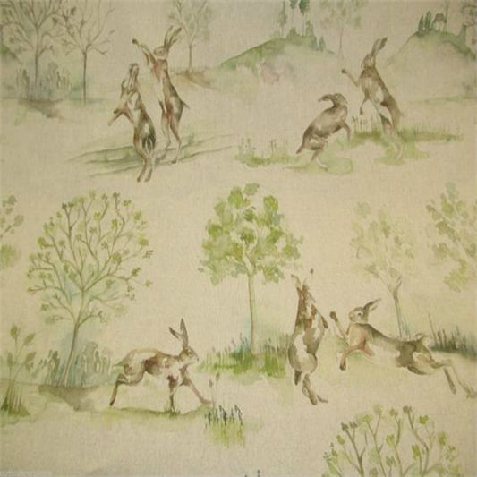 Voyage Country Curtain Fabric Boxing Hares