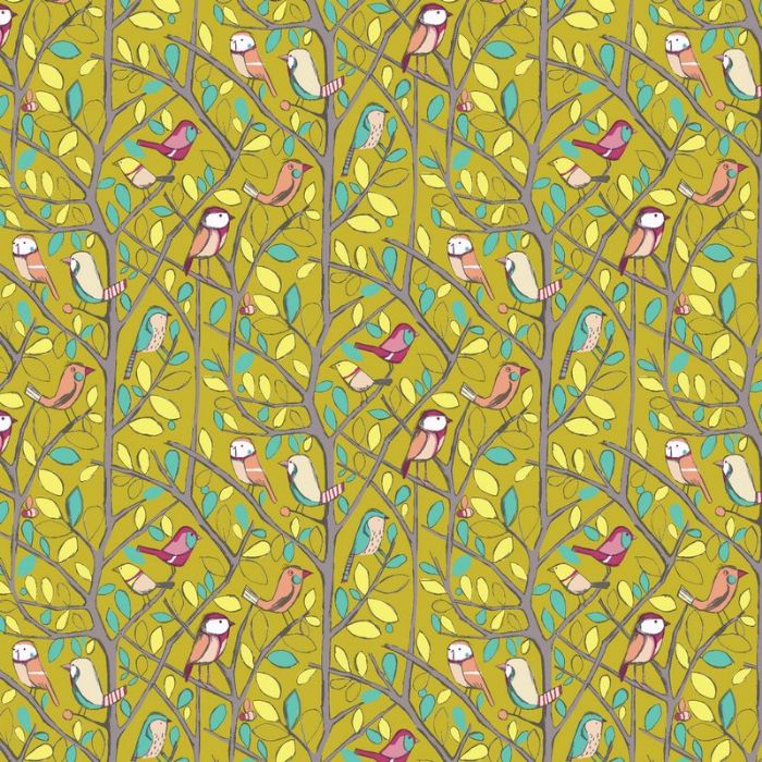 Edinburgh Weavers Tweety Bird Curtain Fabric Lime