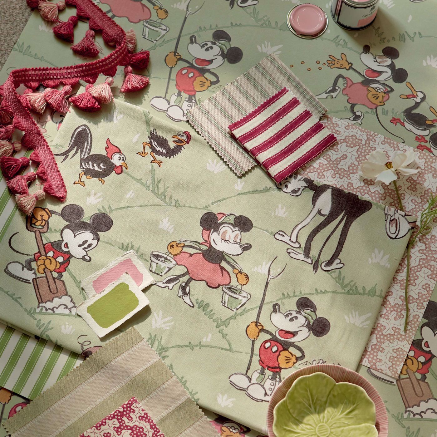 Sanderson Disney Mickey at The Farm Macaron Green