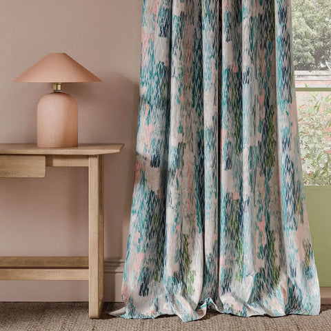 Clarke & Clarke Ignis Teal/blush