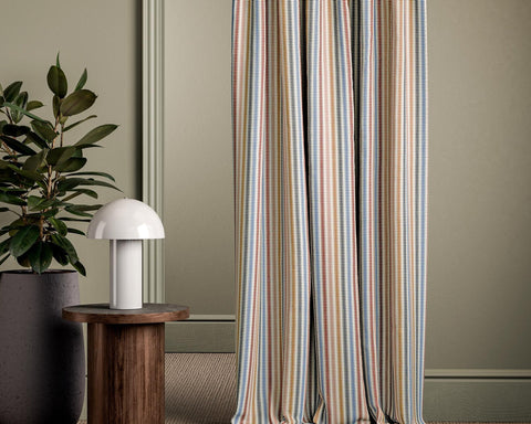 Clarke & Clarke Grove Stripe Mustard/Terracotta/Storm