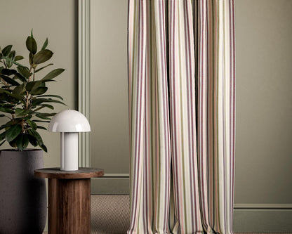 Clarke & Clarke Grove Stripe Raspberry/Plum/Olive