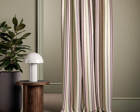 Clarke & Clarke Grove Stripe Raspberry/Plum/Olive