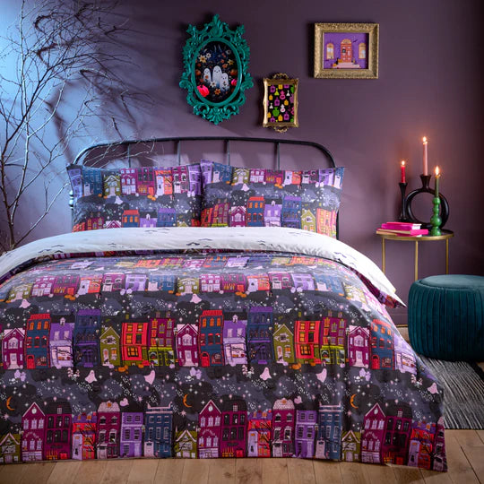 Riva Home Creepy Town Reversible Duvet Cover Set Charcoal