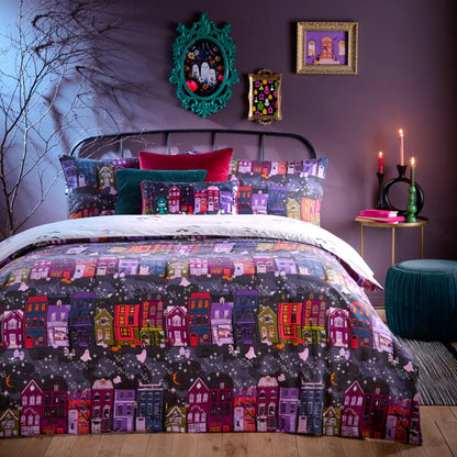 Riva Home Creepy Town Reversible Duvet Cover Set Charcoal