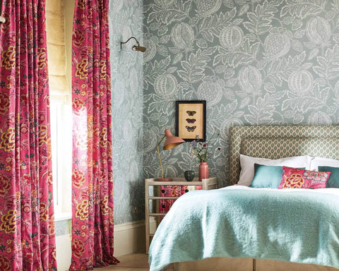 Sanderson Indra Flower Indigo/Cherry
