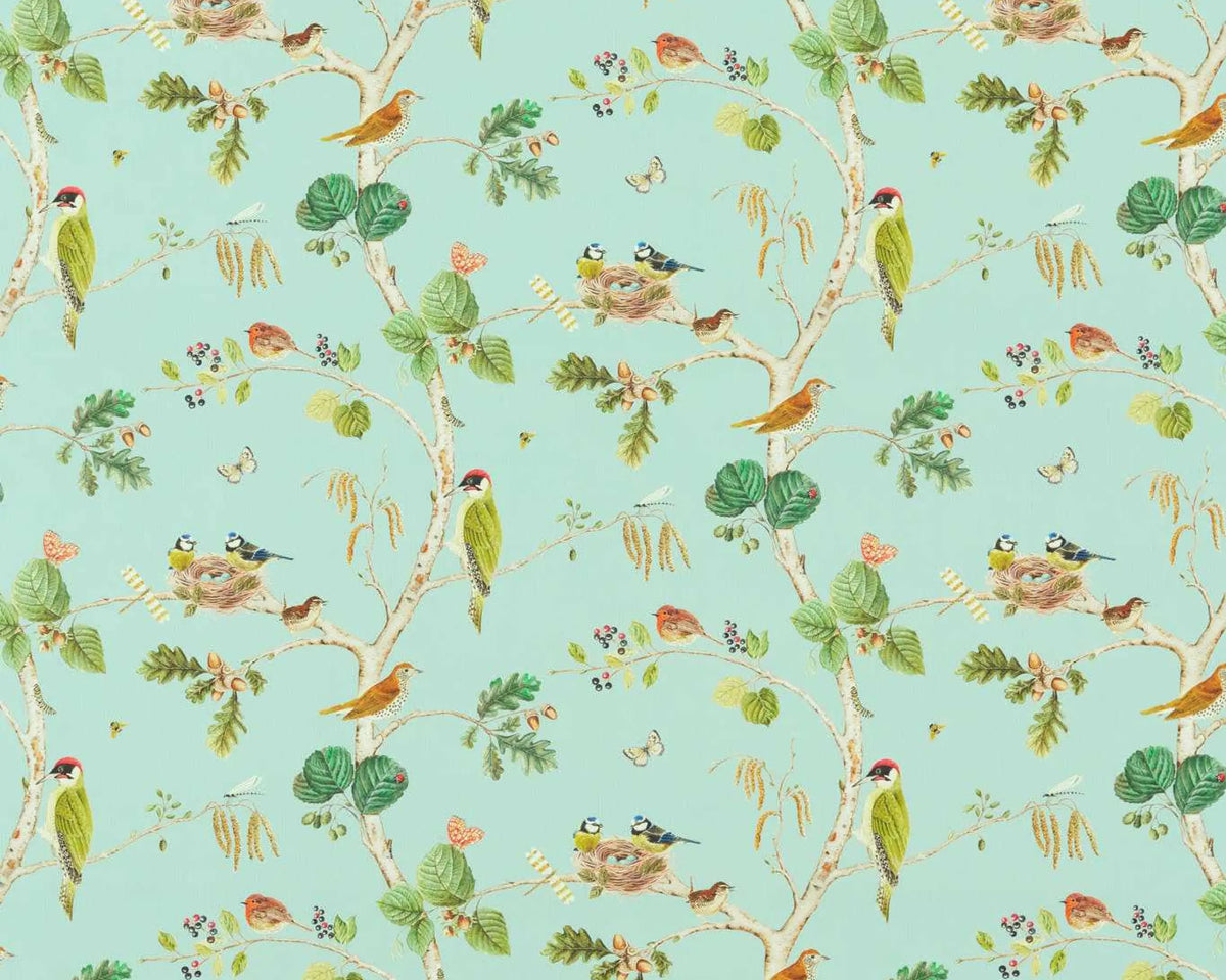 Sanderson Woodland Chorus Sky Blue/Multi