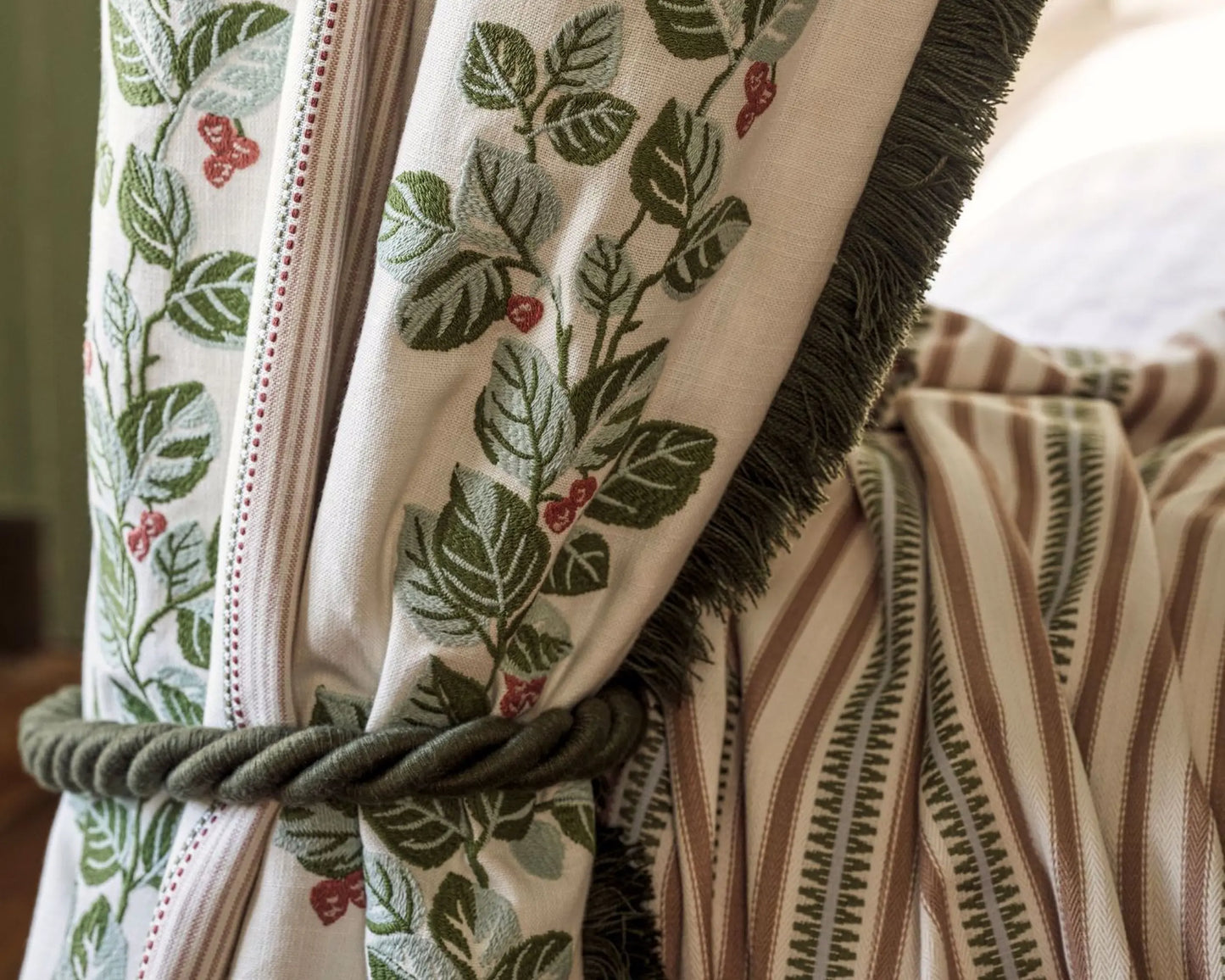Sanderson Cobnut Stripe Leaf Green/Berry