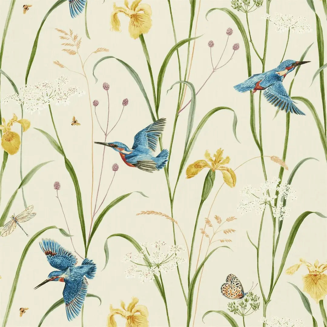 Sanderson Kingfisher & Iris Azure/Linen