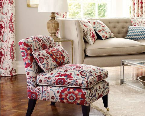 Sanderson Ottoman Flowers Cherry/Indigo