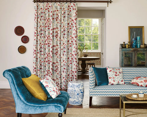 Sanderson Ottoman Flowers Cherry/Indigo
