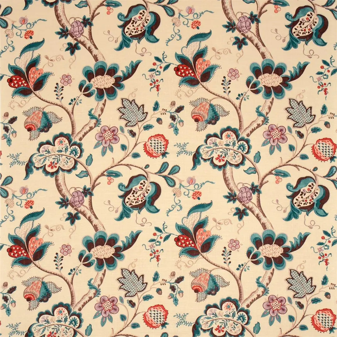 Sanderson Roslyn Teal/Cherry