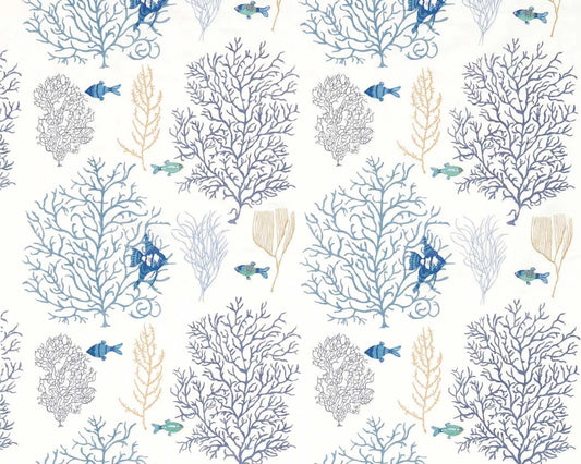 Sanderson Coral & Fish Embroidery Marine Blue