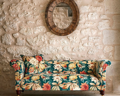 Sanderson Dahlia & Rosehip Velvet Teal/Russet