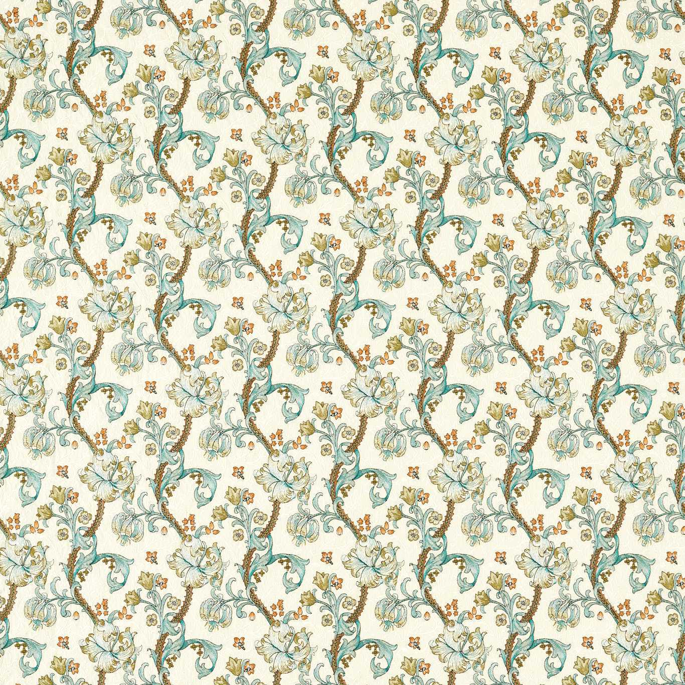 William Morris Golden Lily Embroidery Linen/Teal