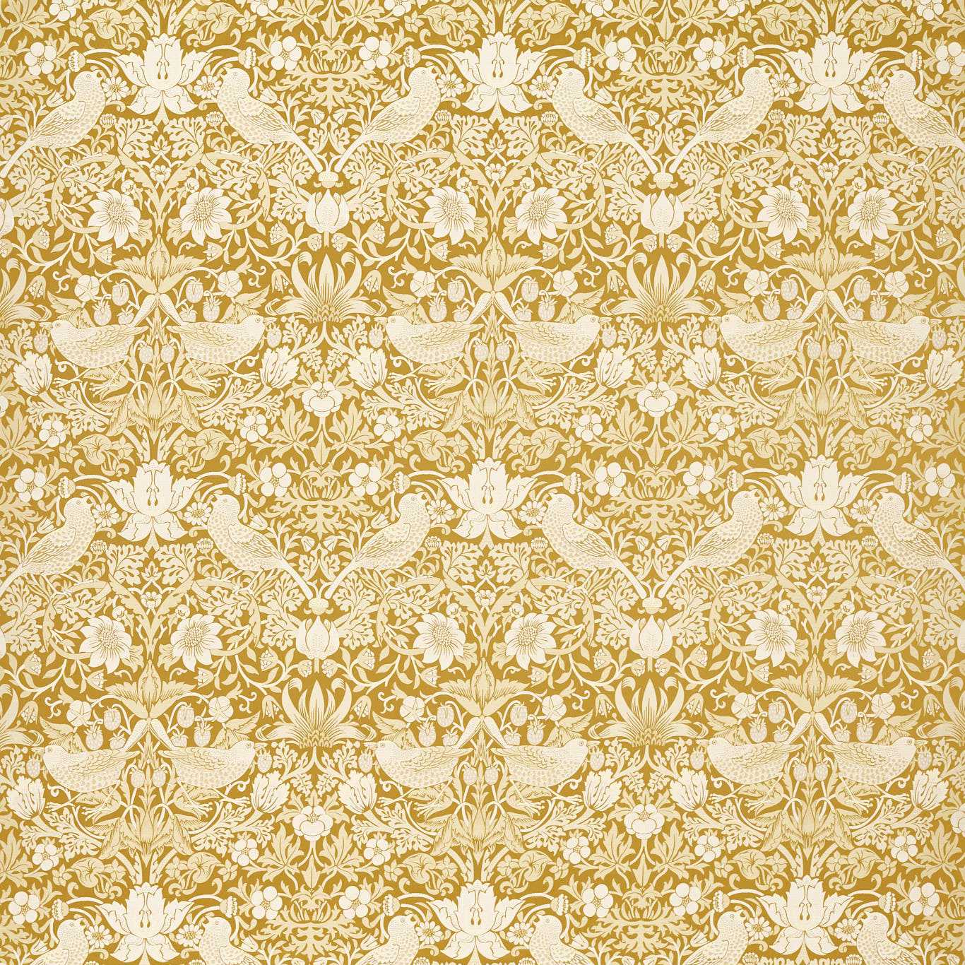 William Morris Strawberry Thief Jacquard Chartreuse – The Curtain ...