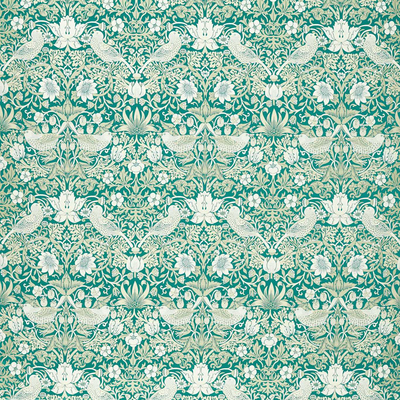 William Morris Strawberry Thief Jacquard Teal