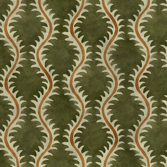 Linwood Helter Skelter Velvet Fire Retardant Moss