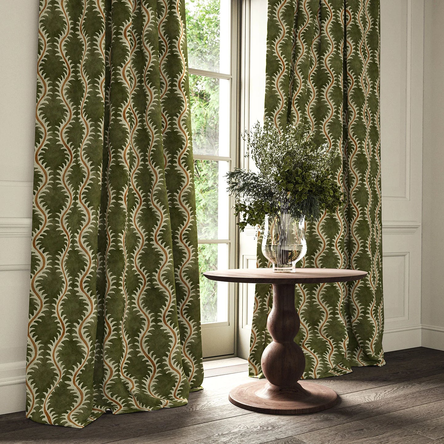 Linwood Helter Skelter Velvet Fire Retardant Moss