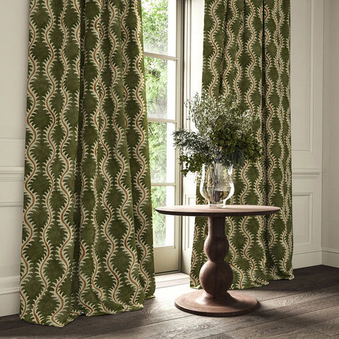 Linwood Helter Skelter Velvet Fire Retardant Moss