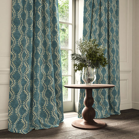 Linwood Helter Skelter Velvet Fire Retardant Ocean