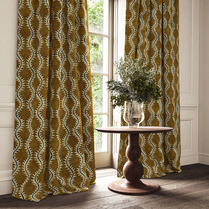 Linwood Helter Skelter Velvet Fire Retardant Turmeric