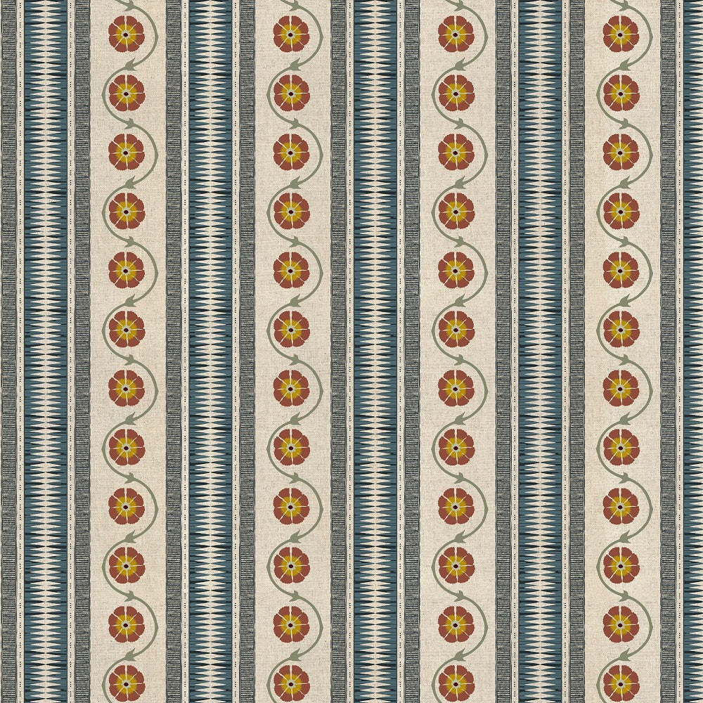 Chess Designs Indira Stripe Denim/ Cinnamon