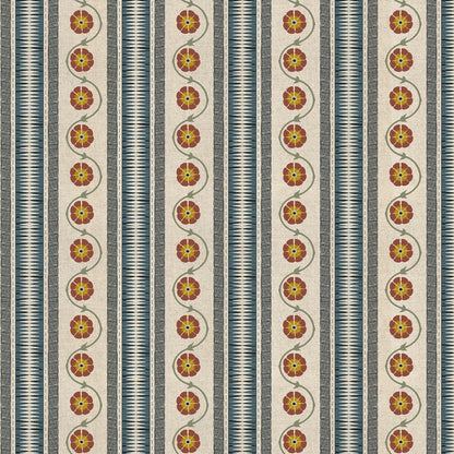 Chess Designs Indira Stripe Denim/ Cinnamon