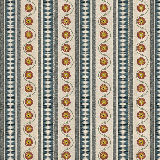 Chess Designs Indira Stripe Denim/ Cinnamon