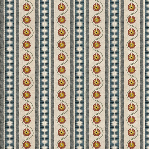 Chess Designs Indira Stripe Denim/ Cinnamon