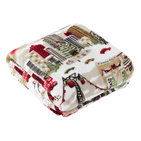 Riva Home Joy To All Printed Fleece Throw Cream