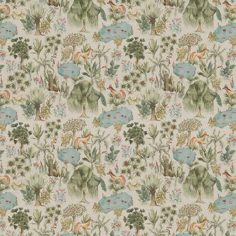 Voyage Maison Jungle Serene Printed Cotton Fabric Green