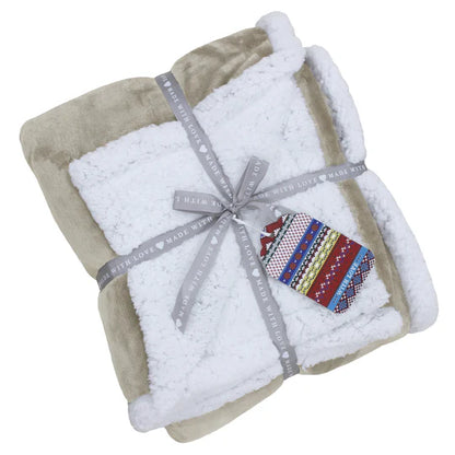 Riva Home Lux Sherpa Fleece Throw Natural