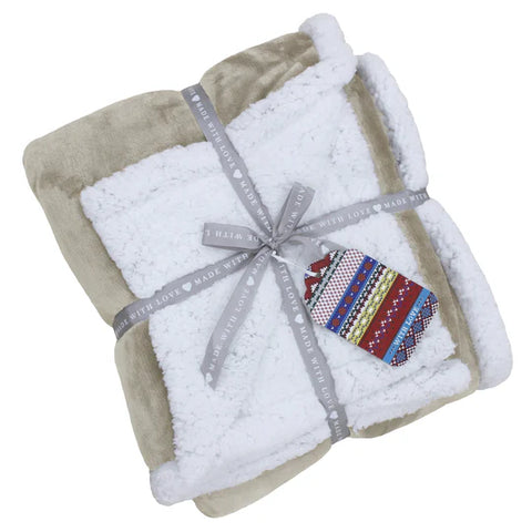 Riva Home Lux Sherpa Fleece Throw Natural