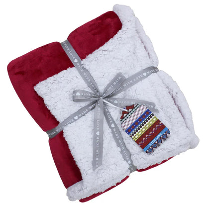 Riva Home Lux Sherpa Fleece Throw Red